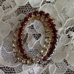 Brooch,  Red And Diamond Rhinestone